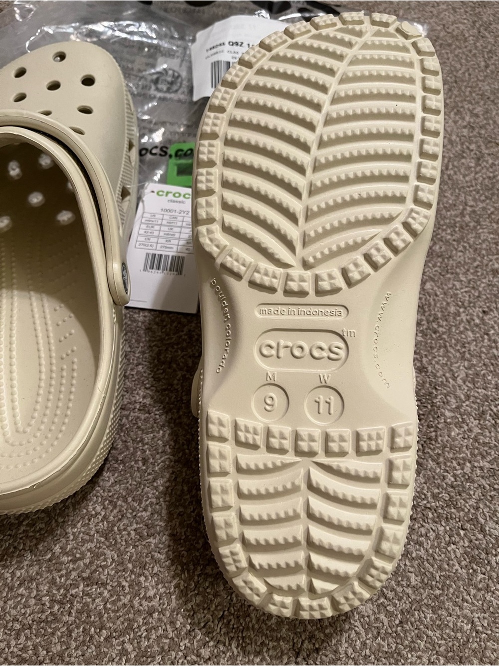CROCS Classic Clog Sandals in Cream - Picture 8 of 9